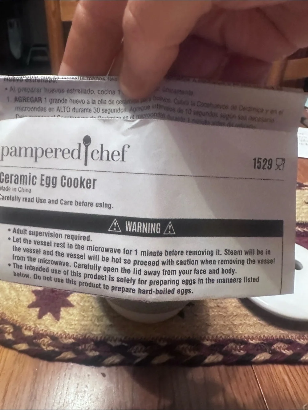 Pampered Chef White Ceramic Cooker with Gray Silicone Grip